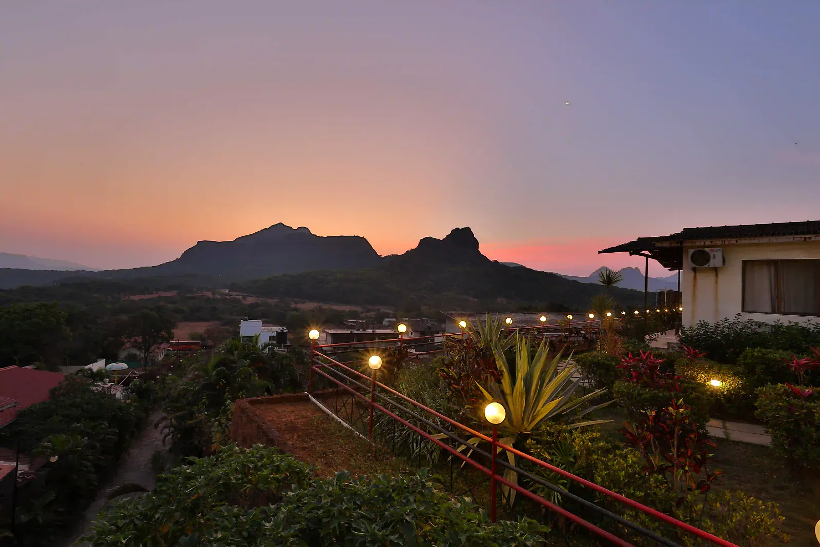Sunset over the Sahyadri hills seen from Cloud 9 Hills Resort